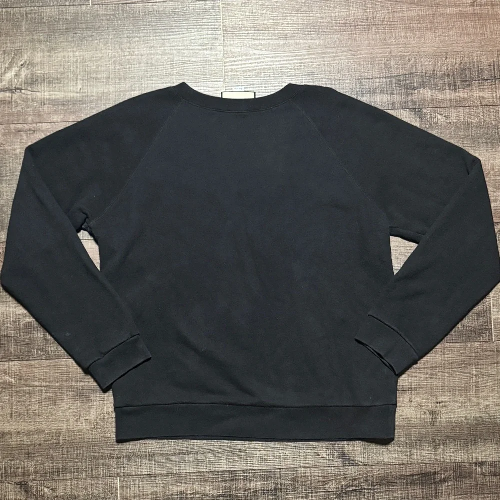 Gucci Black Crewneck Sweater with Leopard Motif